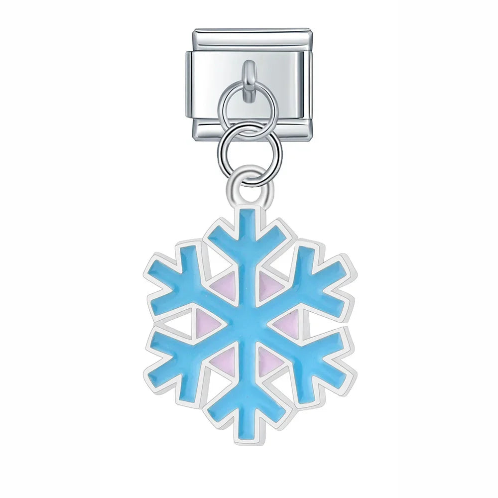 snow themed italian charms `