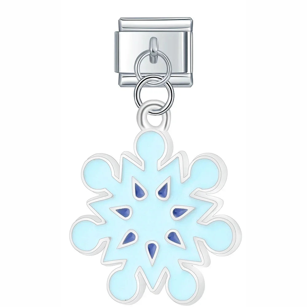 snow themed italian charms `