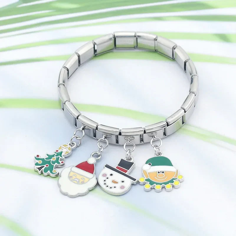 snow themed italian charms `