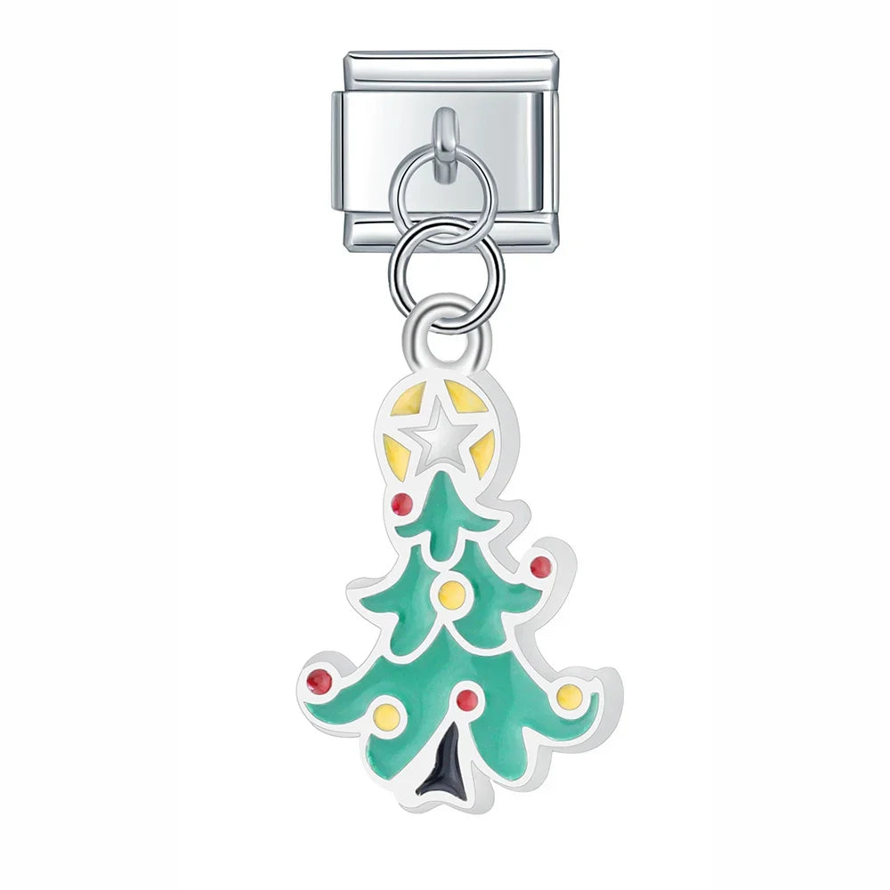 snow themed italian charms `