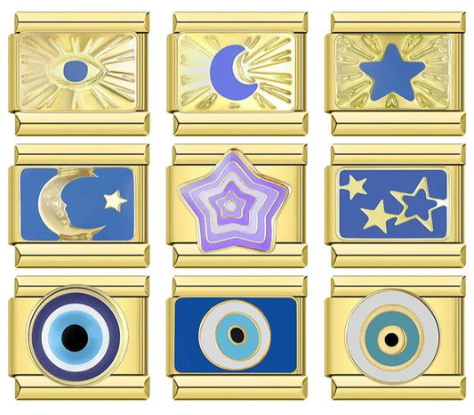 Moon Star Eye Golden Italian Charm DJ1373-A