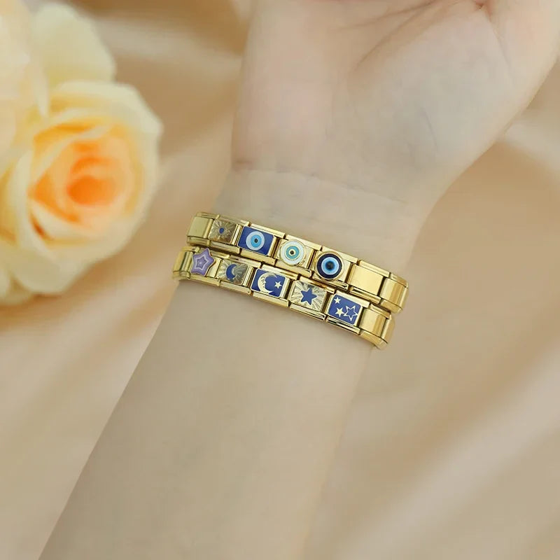 Moon Star Eye Golden Italian Charm DJ1373-A