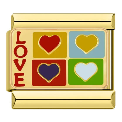 Gold Love, Landscape & Drink Italian Charms — Tropical, Hearts, Boba & Travel Designs