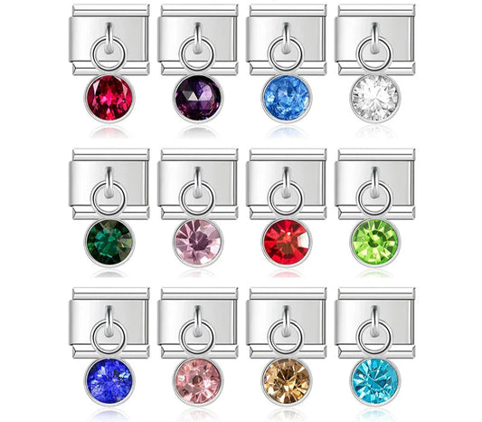 12 Month Birthday Colour Dazzling CZ Charm Ltalian Links DJ399