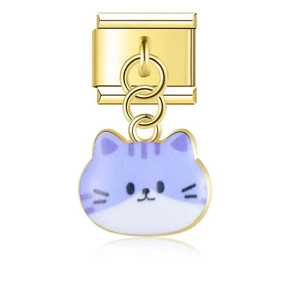 The Whimsical Gold Enamel Cat Dangle Charm in Gold