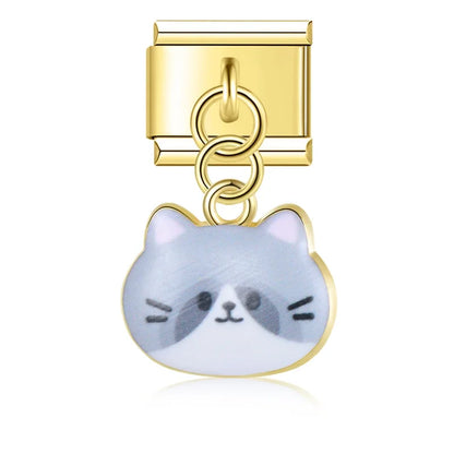 The Whimsical Gold Enamel Cat Dangle Charm in Gold