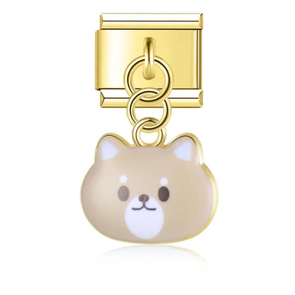 The Whimsical Gold Enamel Cat Dangle Charm in Gold