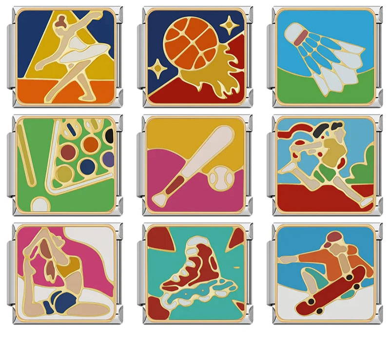 Hapiship Sports Running Yoga Ballet Italian Charm Links DJ1243-A