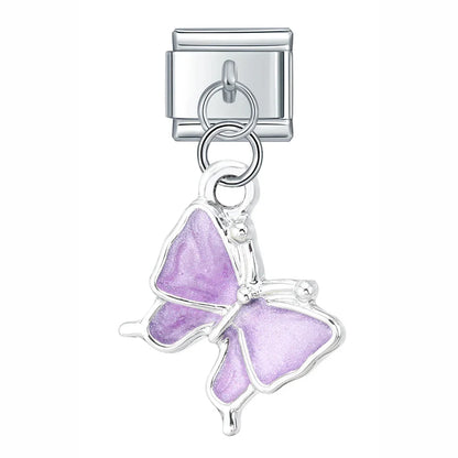 Colourful Butterfly & Bowknot Dangle Italian Charms — Pastel Butterfly & Bow Dangle Links