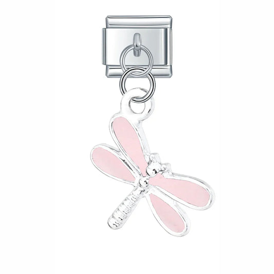 The Enamel Dragonfly & Butterfly Dangle Charm in Silver