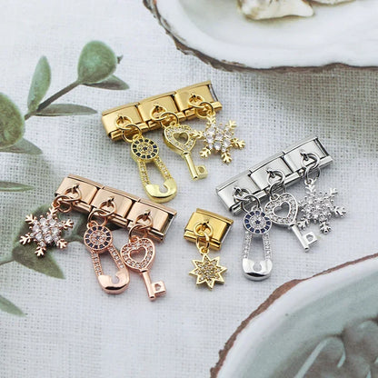 The Key, Paper Clip, Star & Snowflake Shiny Dangle Charm