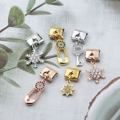 The Key, Paper Clip, Star & Snowflake Shiny Dangle Charm