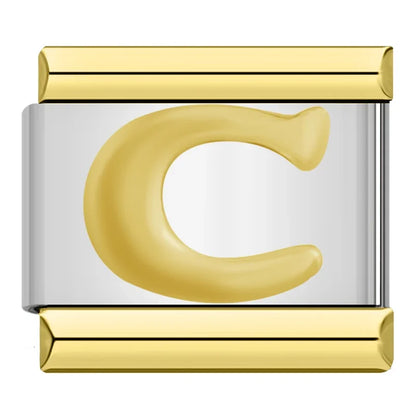 Gold & Silver Letter Initial Italian Charms A–Z — Classic Script Font Bracelet Links