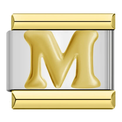 Gold & Silver Letter Initial Italian Charms A–Z — Classic Script Font Bracelet Links