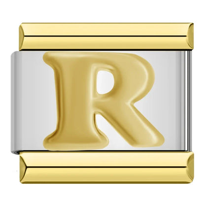 Gold & Silver Letter Initial Italian Charms A–Z — Classic Script Font Bracelet Links