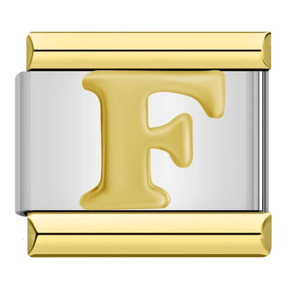 Gold & Silver Letter Initial Italian Charms A–Z — Classic Script Font Bracelet Links