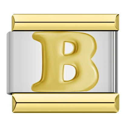 Gold & Silver Letter Initial Italian Charms A–Z — Classic Script Font Bracelet Links