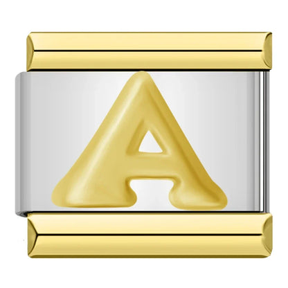 Gold & Silver Letter Initial Italian Charms A–Z — Classic Script Font Bracelet Links
