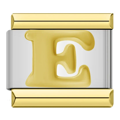 Gold & Silver Letter Initial Italian Charms A–Z — Classic Script Font Bracelet Links