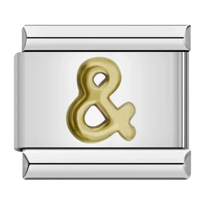 Gold & Silver Letter Initial Italian Charms A–Z — Classic Script Font Bracelet Links