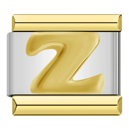 Gold & Silver Letter Initial Italian Charms A–Z — Classic Script Font Bracelet Links