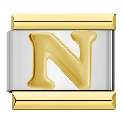 Gold & Silver Letter Initial Italian Charms A–Z — Classic Script Font Bracelet Links