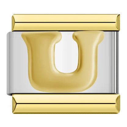 Gold & Silver Letter Initial Italian Charms A–Z — Classic Script Font Bracelet Links