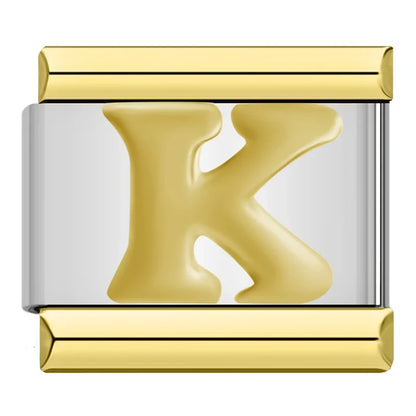 Gold & Silver Letter Initial Italian Charms A–Z — Classic Script Font Bracelet Links