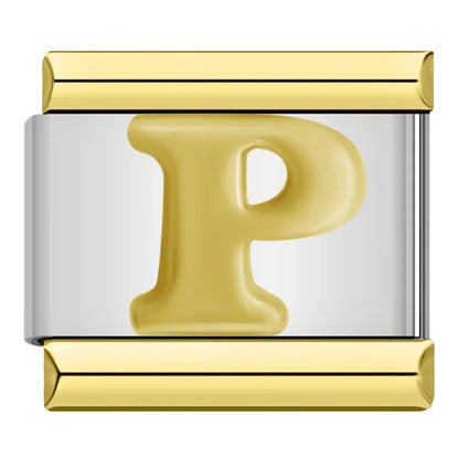 Gold & Silver Letter Initial Italian Charms A–Z — Classic Script Font Bracelet Links