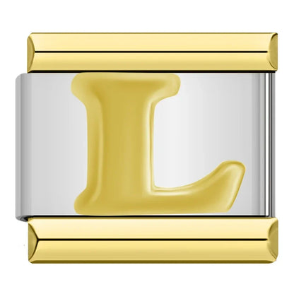 Gold & Silver Letter Initial Italian Charms A–Z — Classic Script Font Bracelet Links