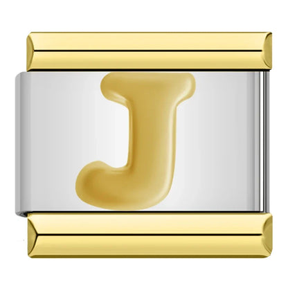 Gold & Silver Letter Initial Italian Charms A–Z — Classic Script Font Bracelet Links