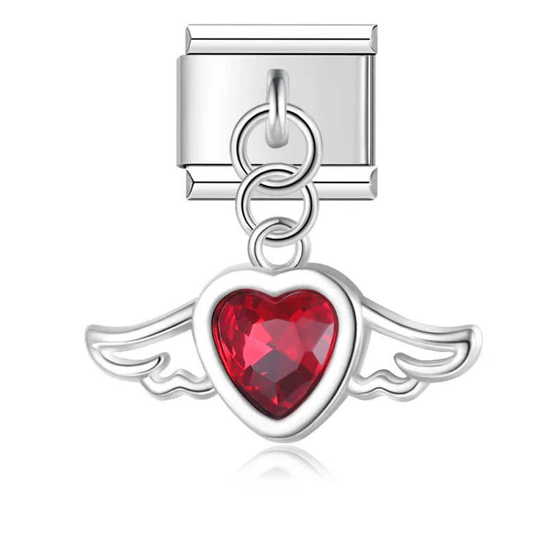 Bow Knot Angel Wings Shiny silver charms