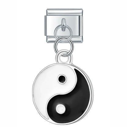 The Harmony Yin Yang Enamel Dangle Charm in Silver & Gold