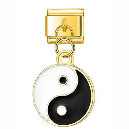 The Harmony Yin Yang Enamel Dangle Charm in Silver & Gold