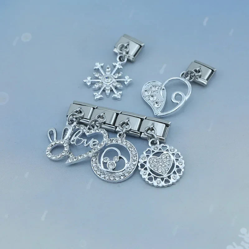 Romantic Heart Cherry Shiny silver charms