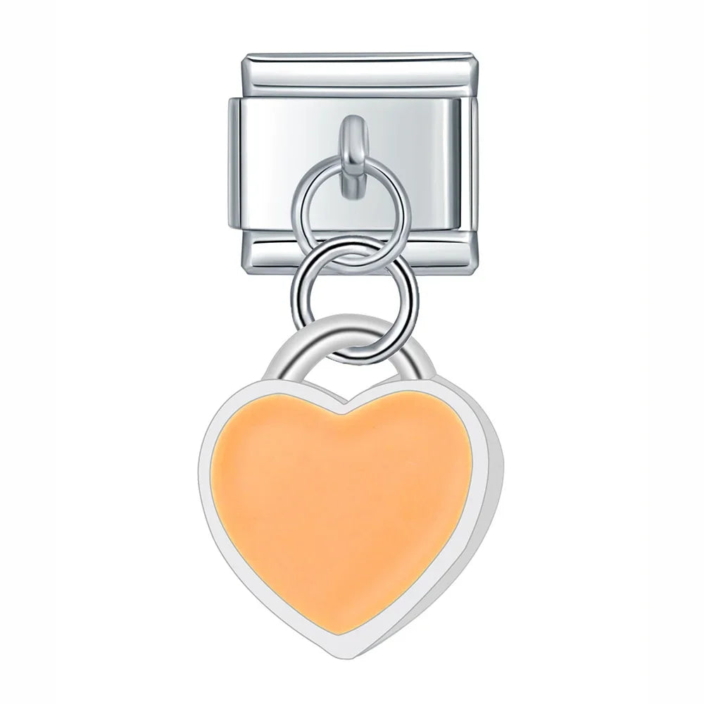 colorful heart designs dangle charms silver