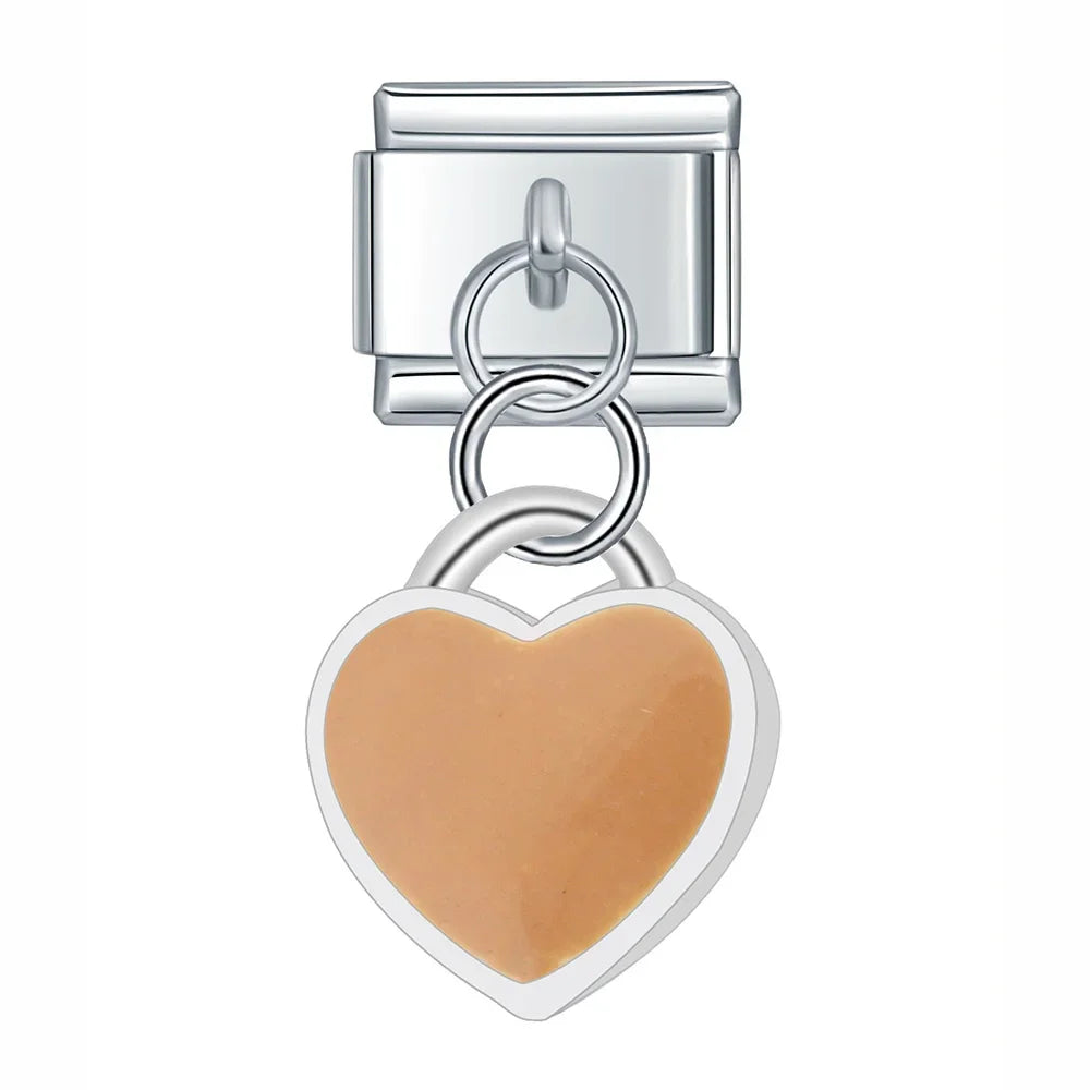 colorful heart designs dangle charms silver