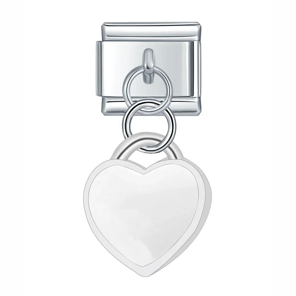 colorful heart designs dangle charms silver