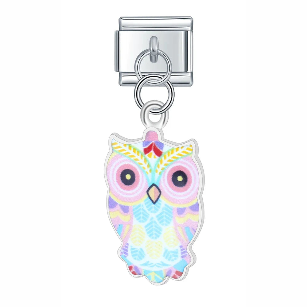 Daisy Colourful Glaze Owl charms