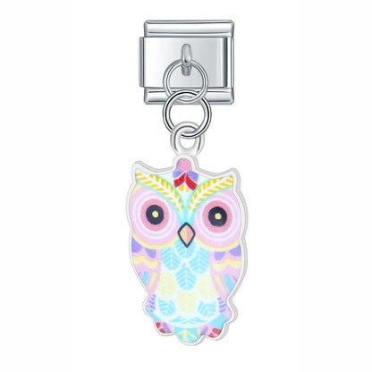The Colourful Glaze Owl Dangle Charm