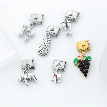 Elephant, Poodle & Love Puzzle Italian Charms