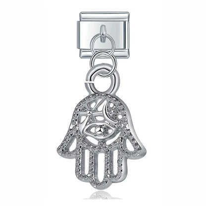 The Heart, Palm Tree & Christmas Tree Dangle Charm in Silver