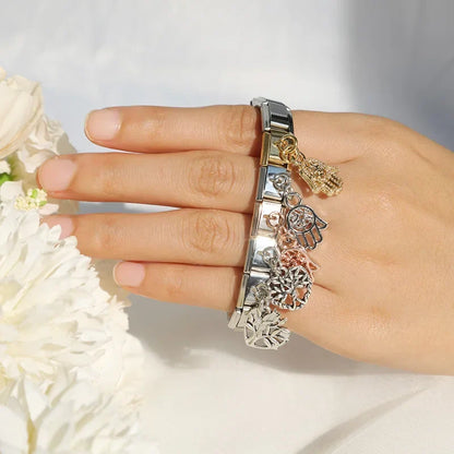 The Heart, Palm Tree & Christmas Tree Dangle Charm in Silver