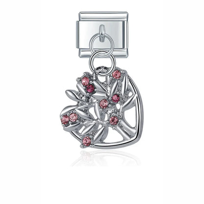 The Heart, Palm Tree & Christmas Tree Dangle Charm in Silver