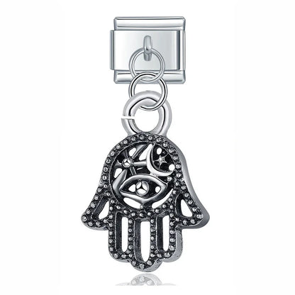 The Heart, Palm Tree & Christmas Tree Dangle Charm in Silver
