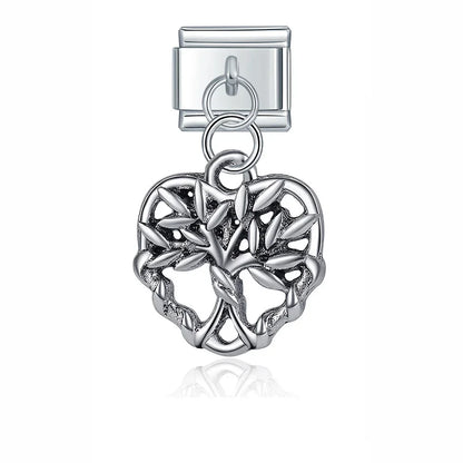 The Heart, Palm Tree & Christmas Tree Dangle Charm in Silver