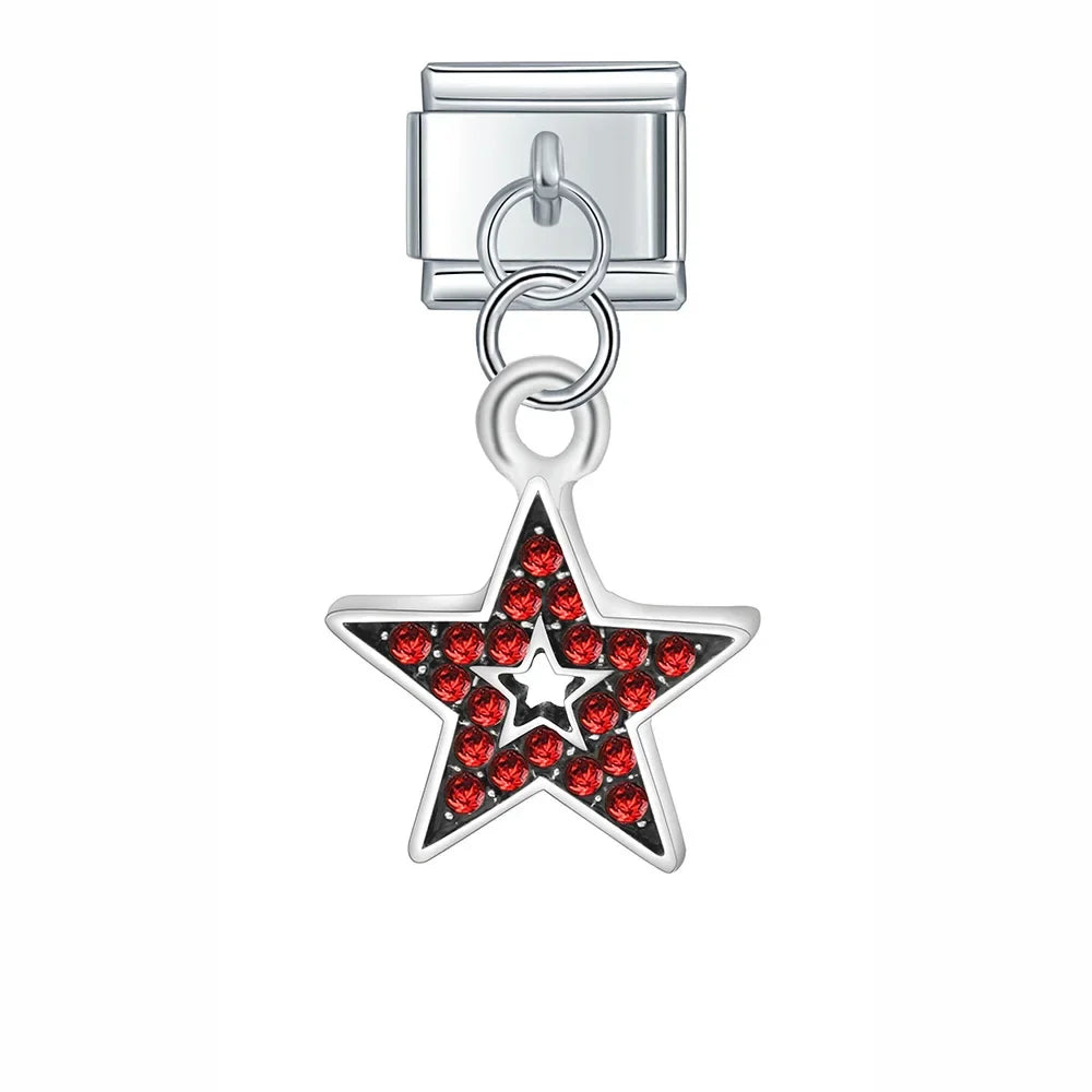 Star Key Cat Wing Starfish dangle charms silver