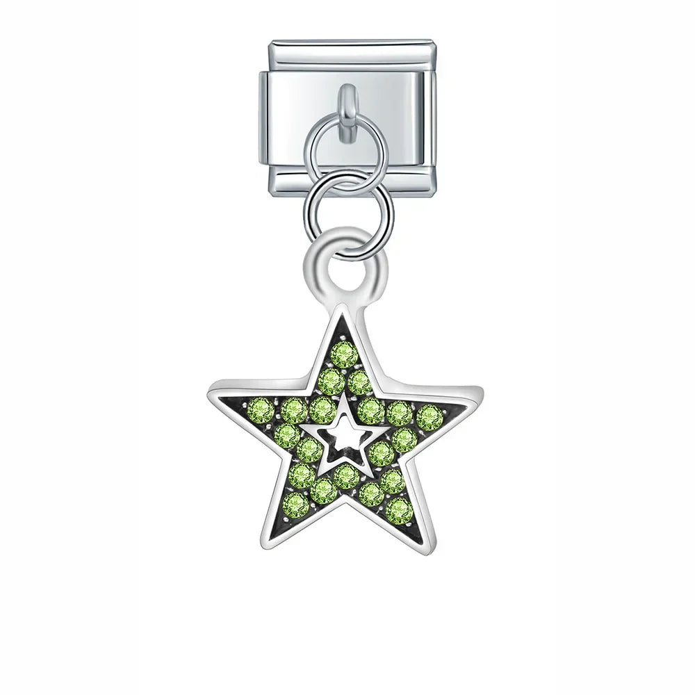 Star Key Cat Wing Starfish dangle charms silver
