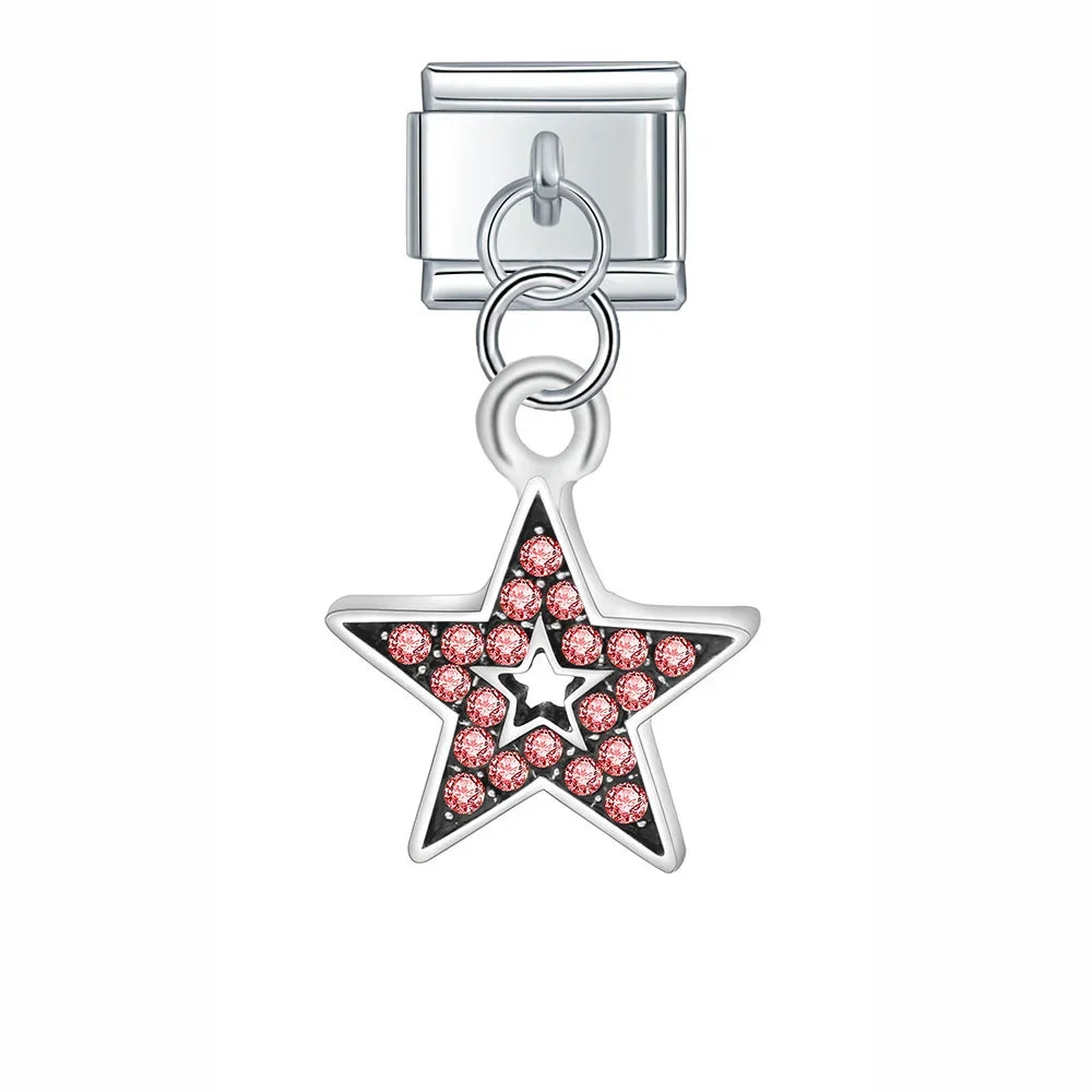 Star Key Cat Wing Starfish dangle charms silver