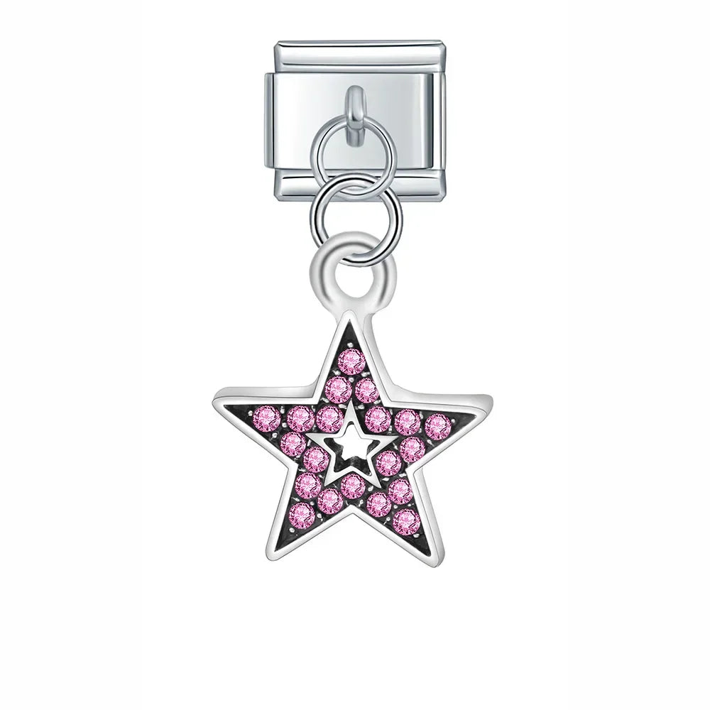 Star Key Cat Wing Starfish dangle charms silver